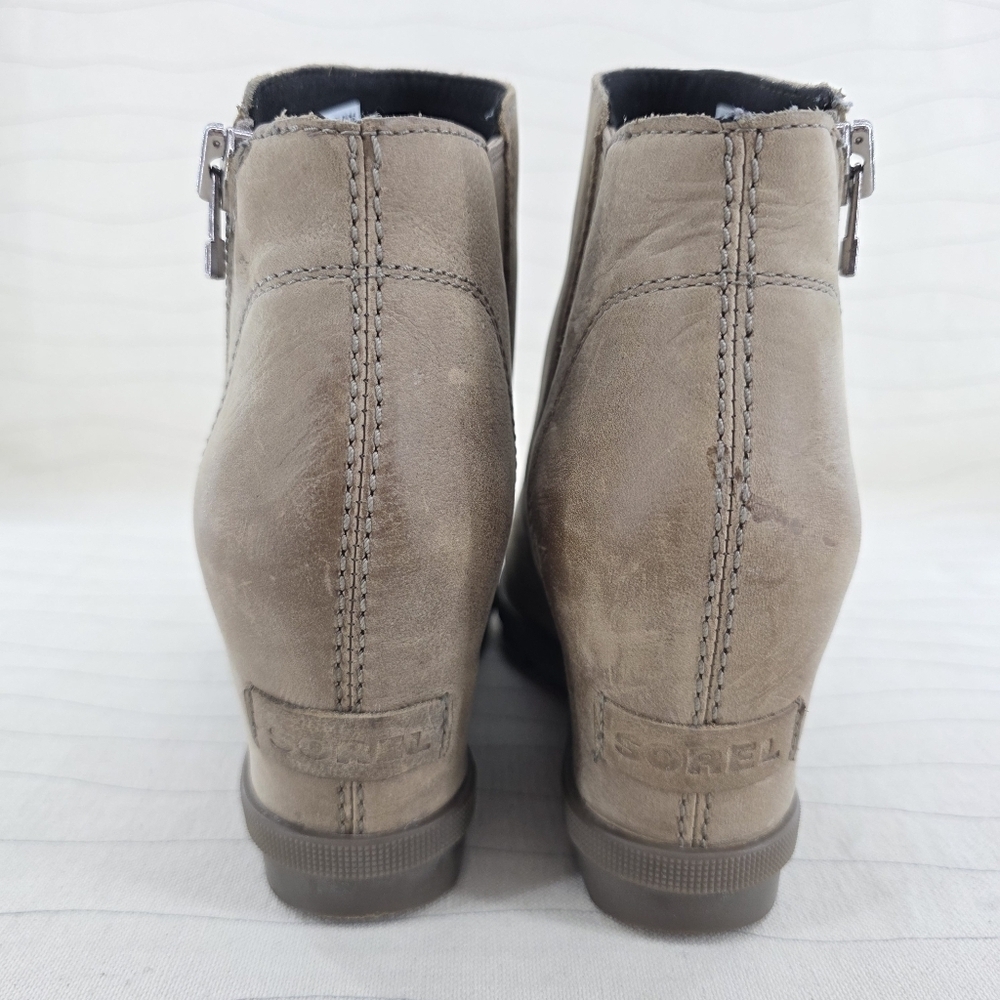 Sorel Womens Joan of Arctic Tan Leather Wedge Ankle Booties Shoe NL3365-240 Sz 7 - Picture 6 of 16